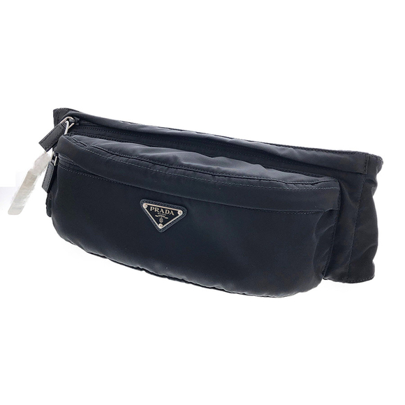 Prada Body Bag Waist Pouch Testo Montagna Black Nero Nylon Shoulder - Picture 1 of 14